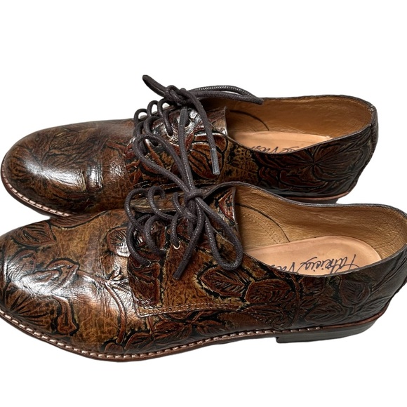 Patricia Nash Shoes Patricia Nash Womens Brown Hand Tooled Lace Up Oxford Loafers Size 7